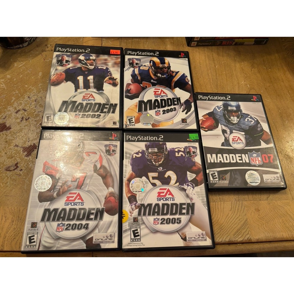 5 PlayStation 2 Game lot Madden 2002 2003 2004 2005 2007. Tested working Bundle